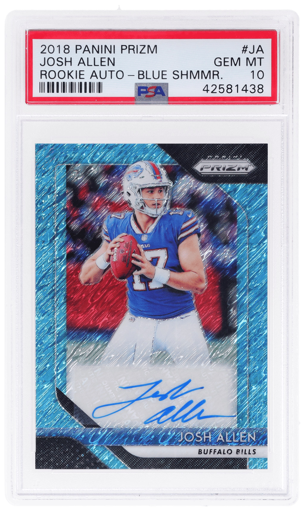 2018 Panini Prizm Rookie Autograph Blue Shimmer Prizm Josh Allen #RA-JA 25/25 PSA 10