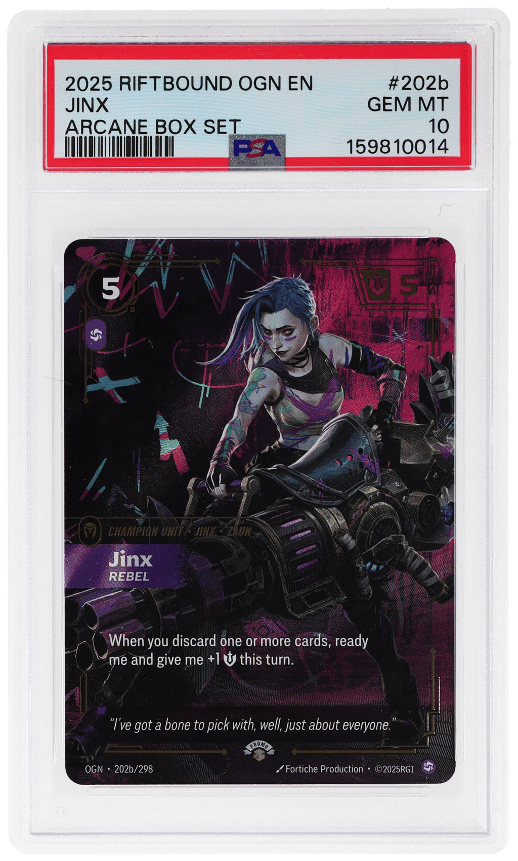 2025 Riftbound League of Legends Origins Arcane Box Set Jinx #202b PSA 10