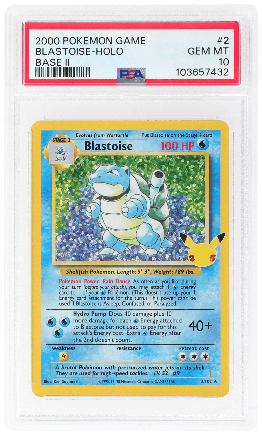 2000 Pokemon Game Base 2 Holo Blastoise #2 PSA 10