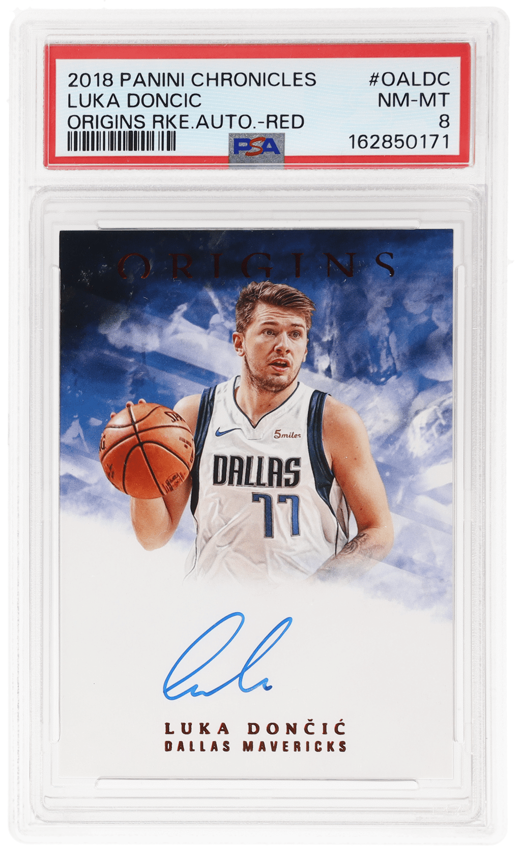 2018 Panini Chronicles Origins Rookie Autograph Red Luka Doncic #OA-LDC PSA 8