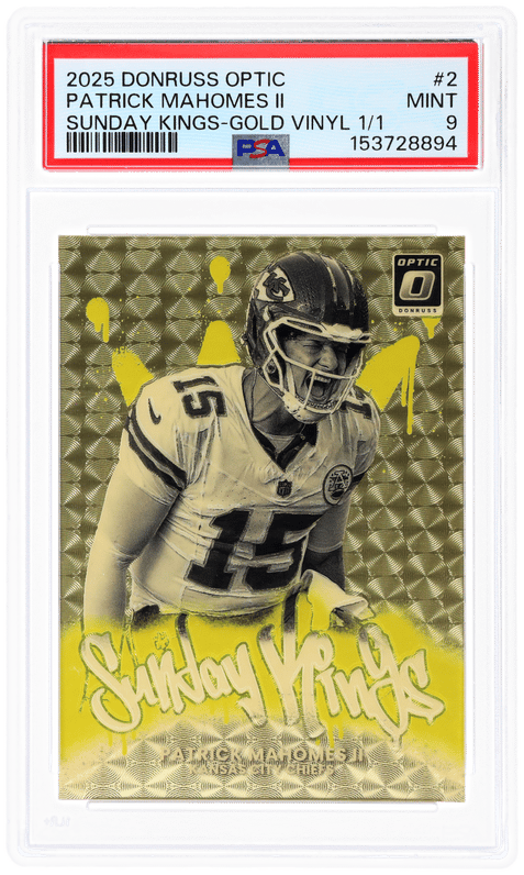 2025 Donruss Optic Sunday Kings Gold Vinyl Patrick Mahomes II  #2 PSA 9