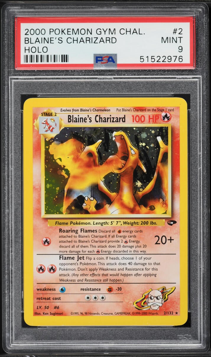 2000 Pokemon Gym Challenge Holo Blaine's Charizard #2 PSA 9 MINT