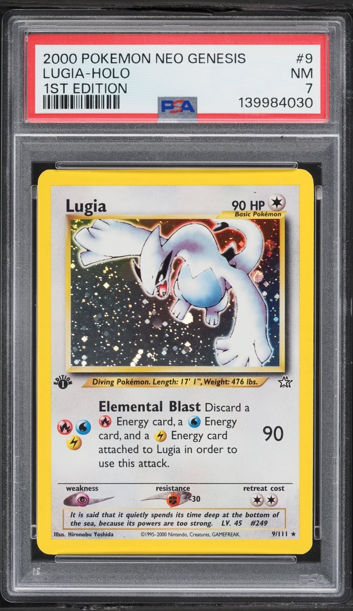 2000 Pokemon Neo Genesis 1st Edition Holo Lugia #9 PSA 7 NRMT