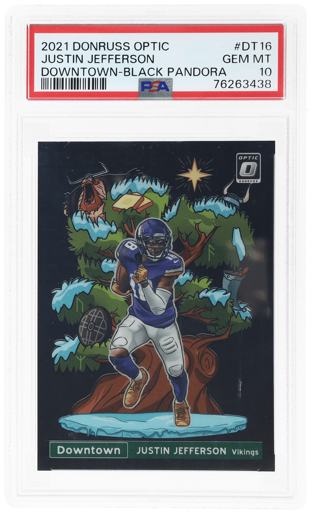 2021 Donruss Optic Downtown Black Pandora Justin Jefferson #DT16 4/25 PSA 10