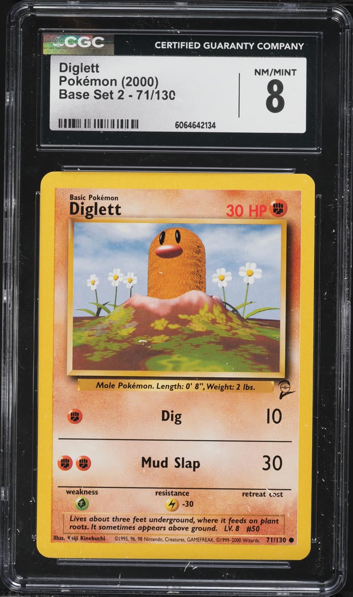 2000 Pokemon Base Set 2 Diglett #71 CGC 8 NM-MT