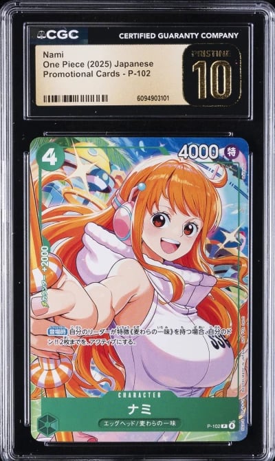 2025 ONE PIECE PROMO CARDS JPN #P-102 NAMI CGC 10 PRISTINE
