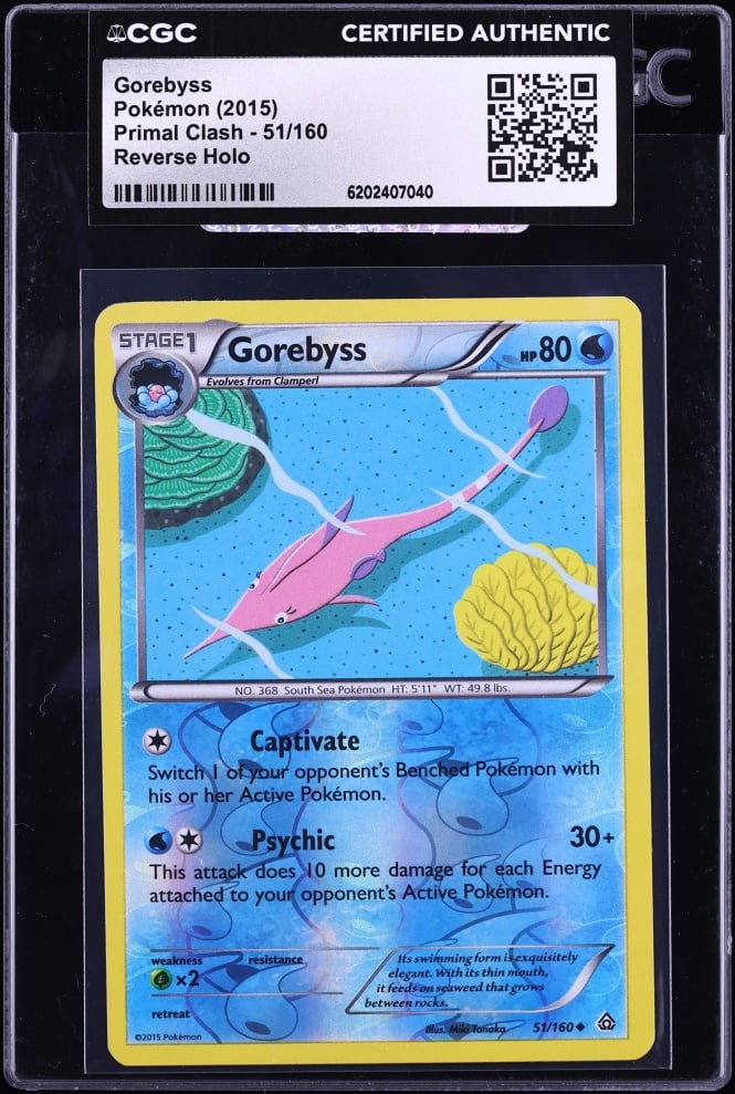 2015 Pokemon XY Primal Clash Reverse Holo Gorebyss #51 CGC AUTH