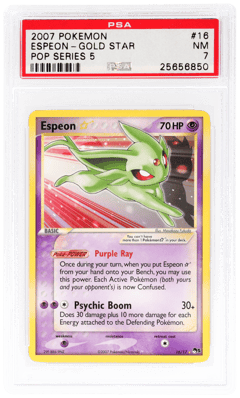 2007 Pokemon Pop Series 5 Gold Star Espeon #16, PSA 7