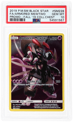 2019 Pokemon Sun and Moon Black Star Promos Fall Collector Chest Armored Mewtwo #SM228, PSA 10