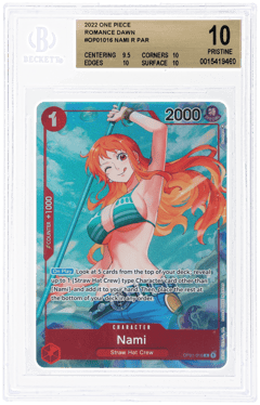 2022 One Piece Romance Dawn Alternate Art Nami #OP01-016, BGS 10