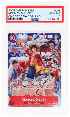 2025 One Piece Promo One Piece Day Dallas Monkey D. Luffy #ST10-006, PSA 10