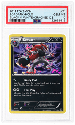 2011 Pokemon Black and White Cracked Ice Holo Zoroark #71, PSA 10