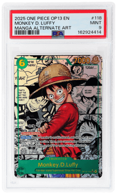 2025 One Piece Carrying On His Will Manga Alternate Art Monkey D. Luffy #OP13-118, PSA 9