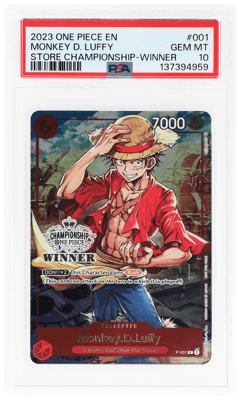 2023 One Piece Promo Store Championship Winner Monkey D. Luffy #P-001, PSA 10