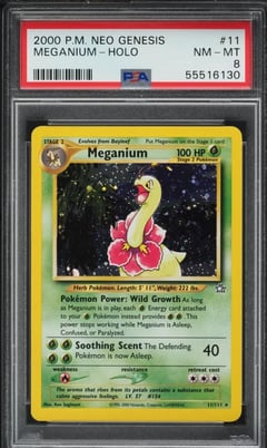 2000 Pokemon Neo Genesis Holo Meganium #11, PSA 8