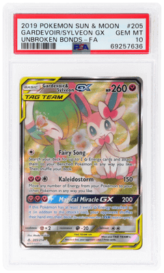 2019 Pokemon Sun and Moon Unbroken Bonds Gardevoir/Sylveon Gx #205, PSA 10