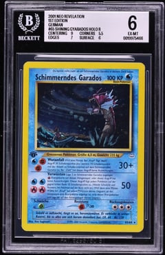 2001 Pokemon German Neo Revelation 1st Edition Holo Shining Gyarados #65, BGS 6