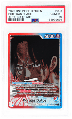 2025 One Piece Card Game Carrying On His Will Alternate Art Portgas D. Ace #OP13-002, PSA 10