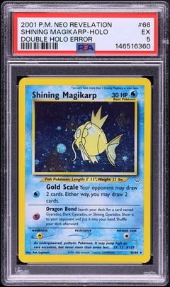 2001 Pokemon Neo Revelation Double Holo Shining Magikarp #66, PSA 5 EX