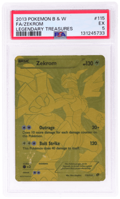 2013 Pokemon Black and White Legendary Treasures Zekrom #115, PSA 5