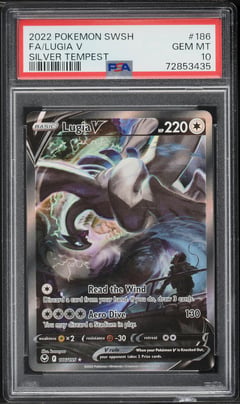 2022 Pokemon Sword & Shield Silver Tempest Alt Art Lugia V #186, PSA 10 GEM MINT
