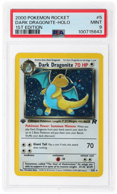 2000 Pokemon Team Rocket 1st Edition Holo Dark Dragonite #5, PSA 9
