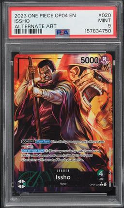 2023 One Piece Kingdoms Of Intrigue Alt Art Leader Issho #OP04-020 PSA 9 MINT