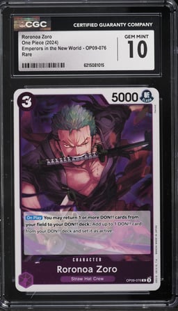 2024 One Piece Emperors In The New World Roronoa Zoro #OP09-076 CGC 10 GEM MINT