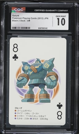 2012 Pokemon Japanese Playing Cards Black 2 Deck Golurk #8 CGC 10 GEM MINT