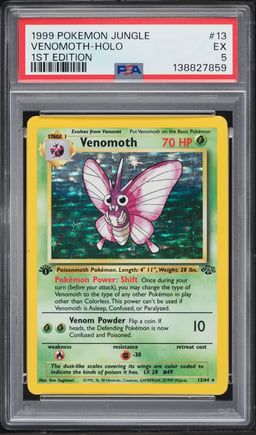 1999 Pokemon Jungle 1st Edition Holo Venomoth #13 PSA 5 EX