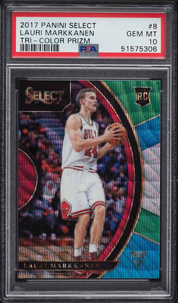 2017 Select Concourse Tri-Color Prizm Lauri Markkanen ROOKIE #8 PSA 10 GEM MINT