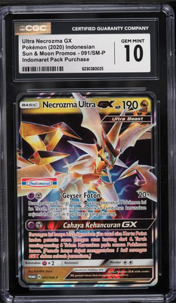 2020 Pokemon Indonesian SM Promo Indomaret Pack Purchase Ultra Necrozma GX #91 CGC 10 GEM MINT