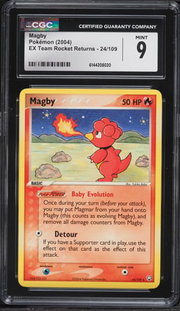 2004 Pokemon EX Team Rocket Returns Magby #24 CGC 9 MINT