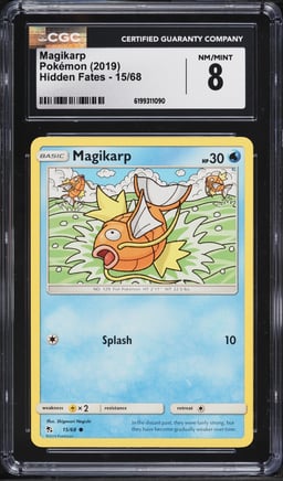 2019 Pokemon Sun & Moon Hidden Fates Magikarp #15 CGC 8 NM-MT