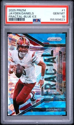 2025 Jayden Daniels #1 Prizm Fractal Blue Ice PSA 10.0