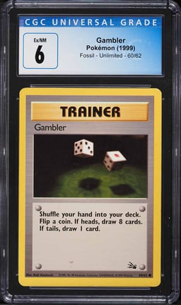 1999 Pokemon Fossil Gambler #60 CGC 6 EXMT
