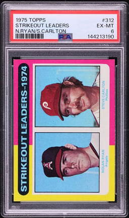1975 Topps Nolan Ryan Steve Carlton STRIKEOUT LDRS #312 PSA 6 EXMT