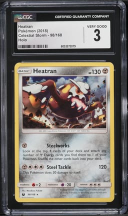 2018 Pokemon Sun & Moon Celestial Storm Holo Heatran #98 CGC 3 VG