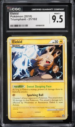 2010 Pokemon HeartGold & SoulSilver Triumphant Elekid #21 CGC 9.5 MINT+