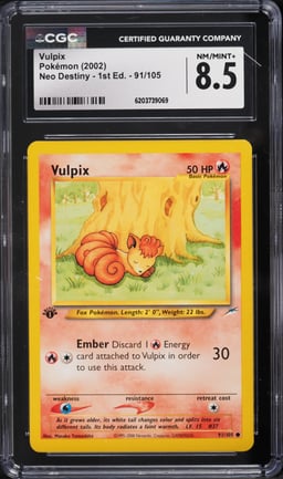 2002 Pokemon Neo Destiny 1st Edition Vulpix #91 CGC 8.5 NM-MT+