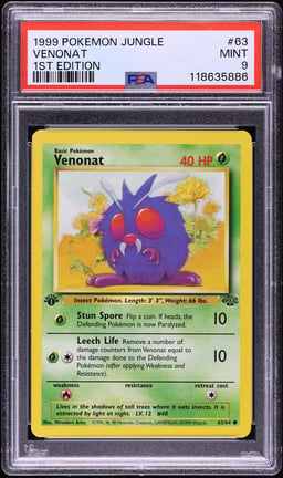 1999 Pokemon Jungle 1st Edition Venonat #63 PSA 9 MINT