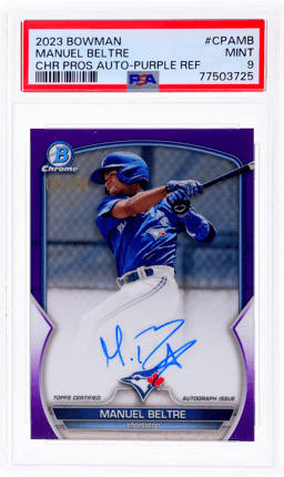 2023 Bowman Chrome Prospect Autograph Purple Refractor Manuel Beltre #CPAMB 155/250 PSA 9