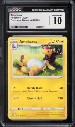 2020 Pokemon Sword & Shield Darkness Ablaze Ampharos #057 CGC 10 GEM MINT