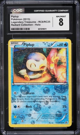 2013 Pokemon Black & White Legendary Treasures Radiant Collection Holo Piplup #RC6 CGC 8 NM-MT