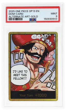 2025 One Piece Carrying On His Will Alternate Art Gold Don!! Card PSA 9