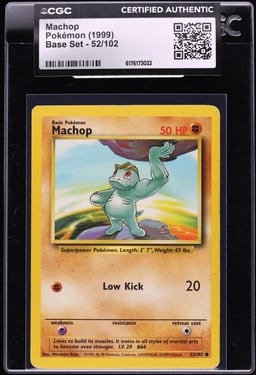1999 Pokemon Base Set Machop #52 CGC AUTH