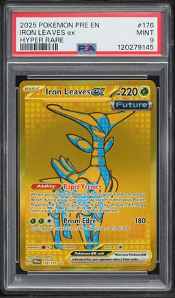 2025 Pokemon Scarlet & Violet Prismatic Evolutions Gold Rare Iron Leaves ex #176 PSA 9 MINT
