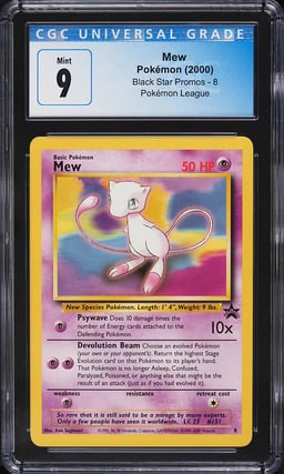 2000 Pokemon League Black Star Promo Mew #8 CGC 9 MINT