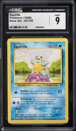 1999 Pokemon Base Set Squirtle #63 CGC 9 MINT