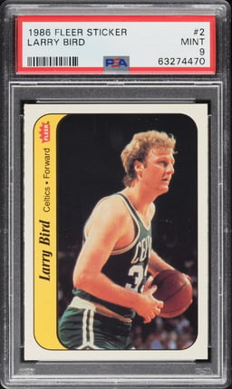 1986 Fleer Sticker Larry Bird #2 PSA 9 MINT